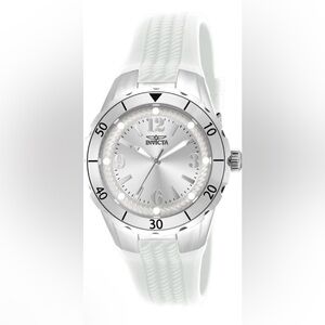 Invicta Women's Watch Angel Silver Tone Dial White Silicone Strap Quartz 17479